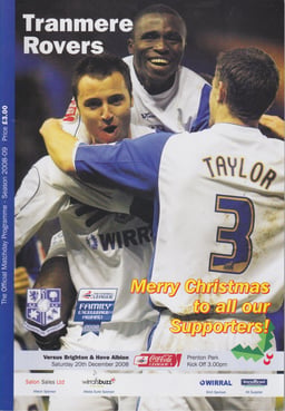 Tranmere Rovers v Brighton & Hove Albion Match Programme 2008-12-20